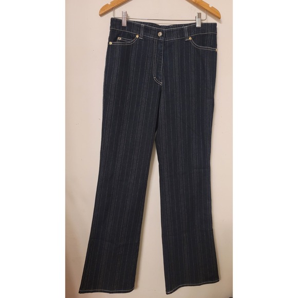 Escada Women's Jeans 40 US Size 8‎ 32x32 Blue Embroidered Stitch VTG Y2K 2000s